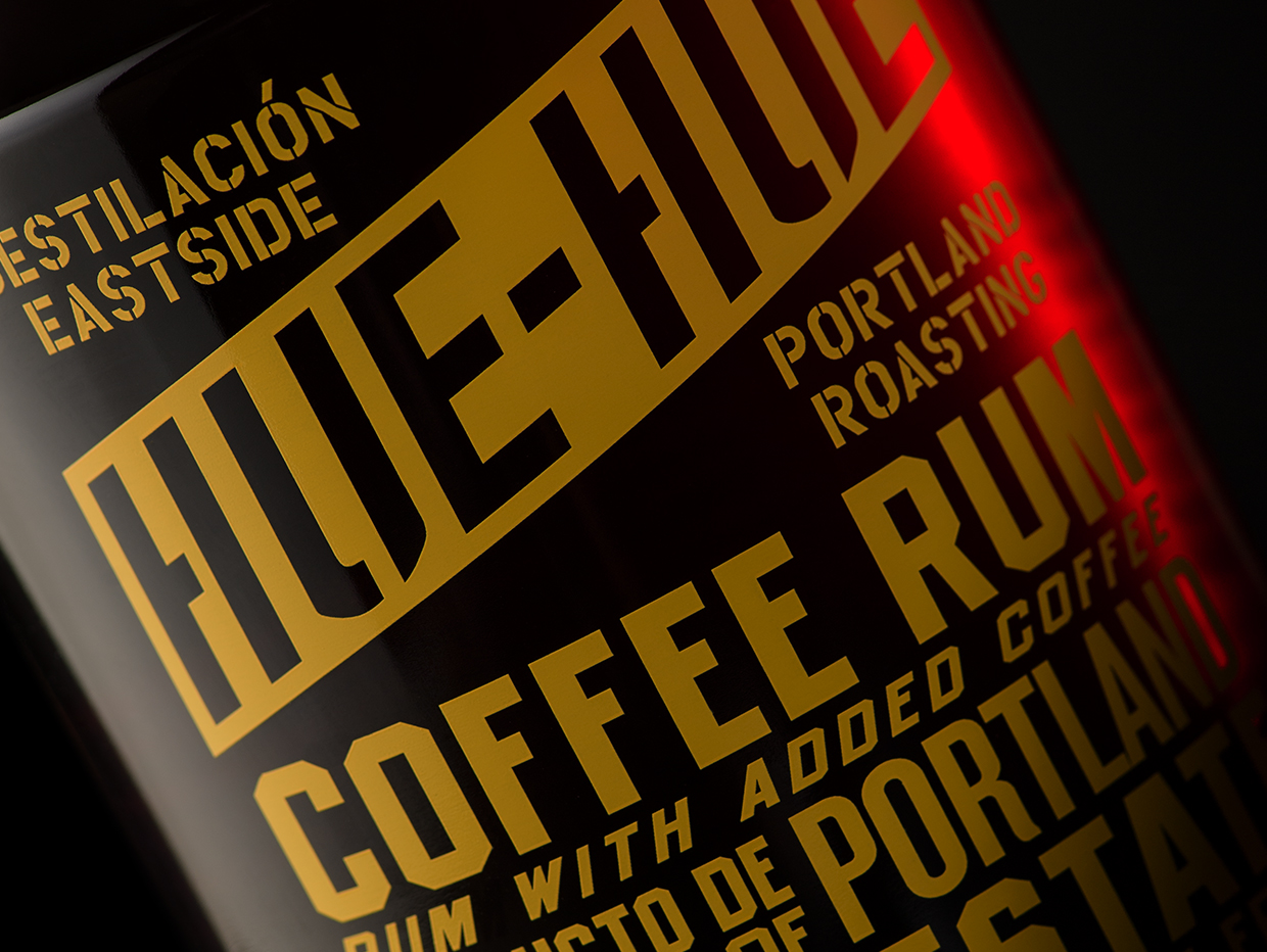 closeup of Hue-Hue-Coffee Rum bottle